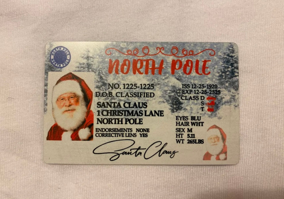 Santa Driver's License or Grinch ID Card